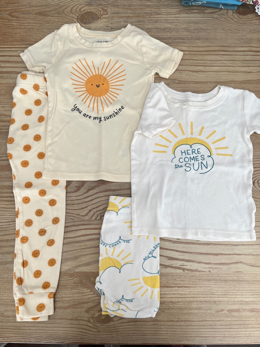 Old Navy Kids Sun Graphic Pajama Sets - Yellow & White